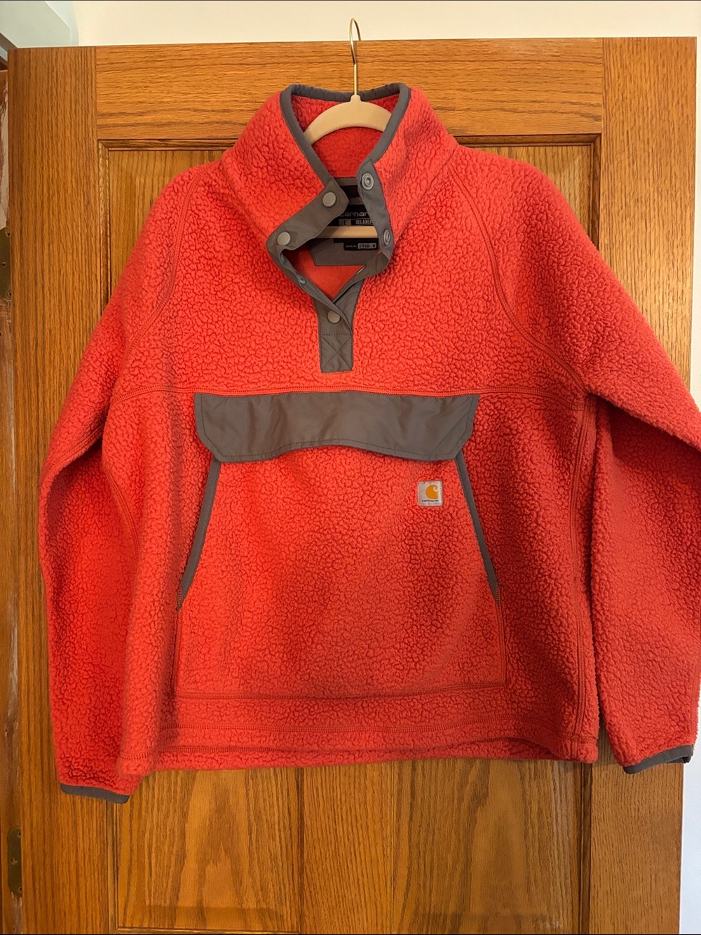 Carhartt women’s oranges Sherpa Style Pullover with Gray Trim
